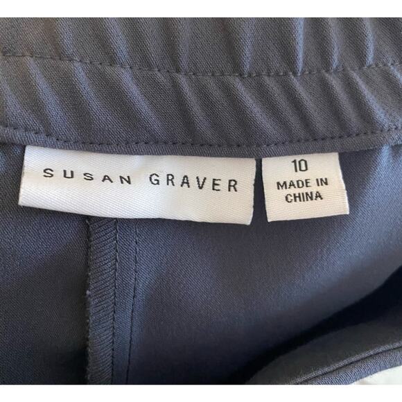 Susan Graver Gray Straight Leg Elastic Waist High Rise Dress Pants Trousers 10 - Picture 4 of 5